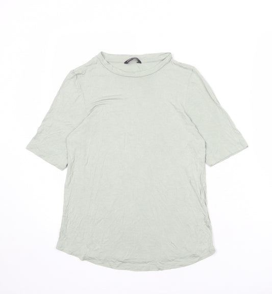 Marks and Spencer Womens Green Viscose Basic T-Shirt Size 14 Round Neck