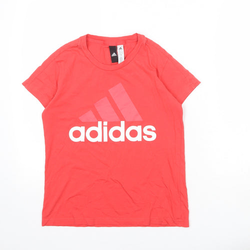 adidas Womens Pink 100% Cotton Basic T-Shirt Size 8 Round Neck - Size 8-10