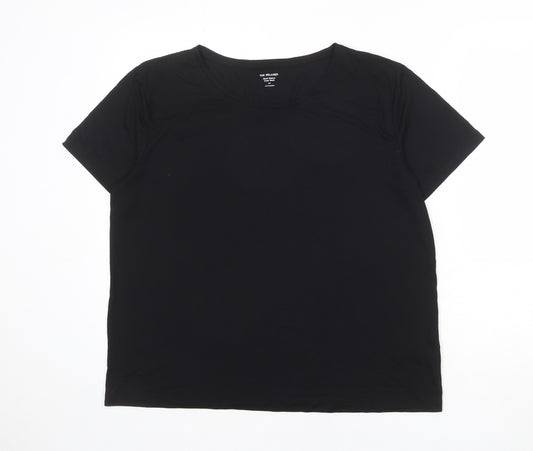 Marks and Spencer Womens Black Polyester Basic T-Shirt Size 14 Crew Neck