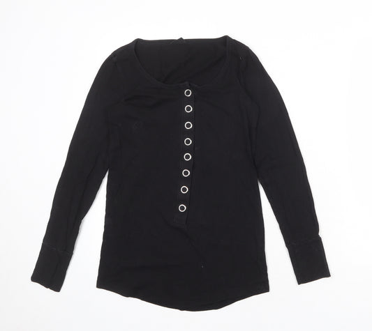 Gina Tricot Womens Black 100% Cotton Basic T-Shirt Size XS Boat Neck