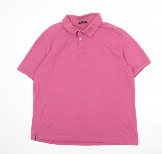 Blue Harbour Mens Pink 100% Cotton Polo Size 2XL Collared Button