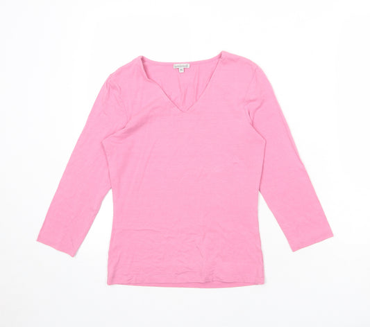 Kettlewell Womens Pink Cotton Basic T-Shirt Size XS V-Neck