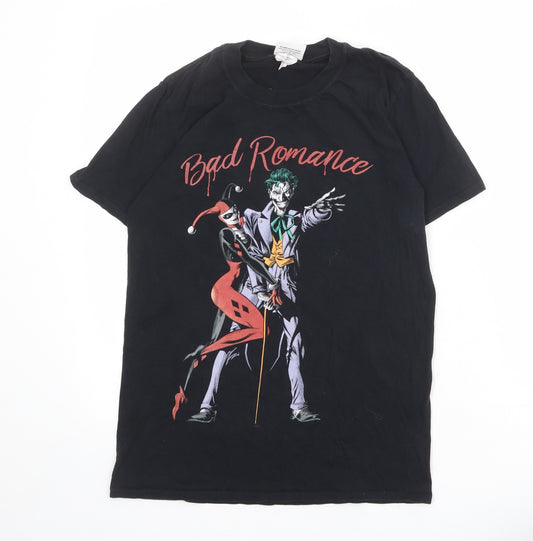 Joker Mens Black Cotton T-Shirt Size S Round Neck - Joker Harley Quinn