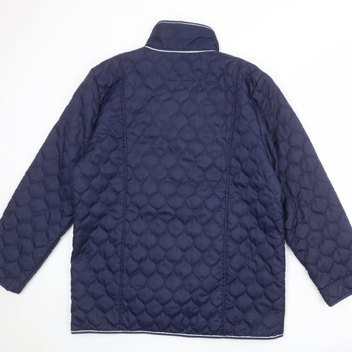 Gabriella Vicenga Womens Blue Quilted Jacket Size 14 Snap