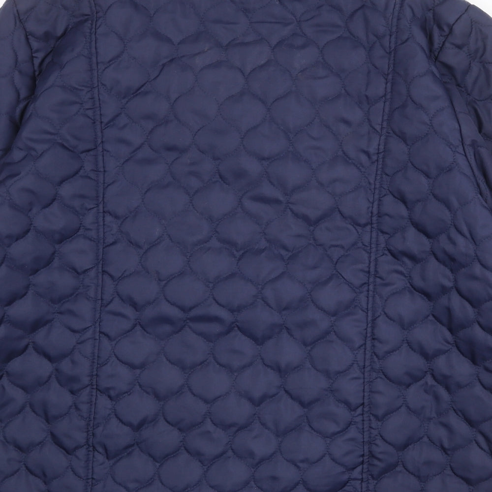 Gabriella Vicenga Womens Blue Quilted Jacket Size 14 Snap