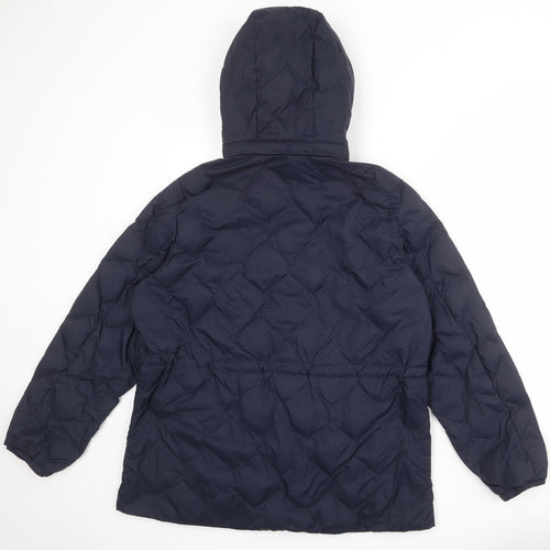 Marks and Spencer Womens Blue Quilted Jacket Size 16 Zip