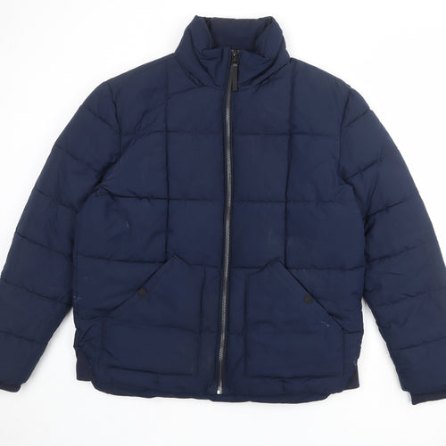 Marks and Spencer Mens Blue Puffer Jacket Jacket Size L Zip