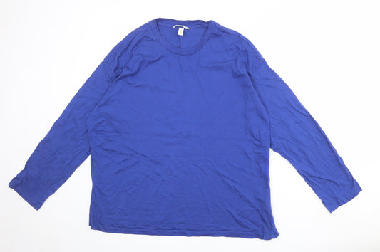 H&M Womens Blue 100% Cotton Basic T-Shirt Size L Round Neck