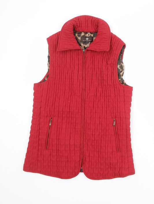 Guisen Womens Red Gilet Jacket Size M Zip - Textured