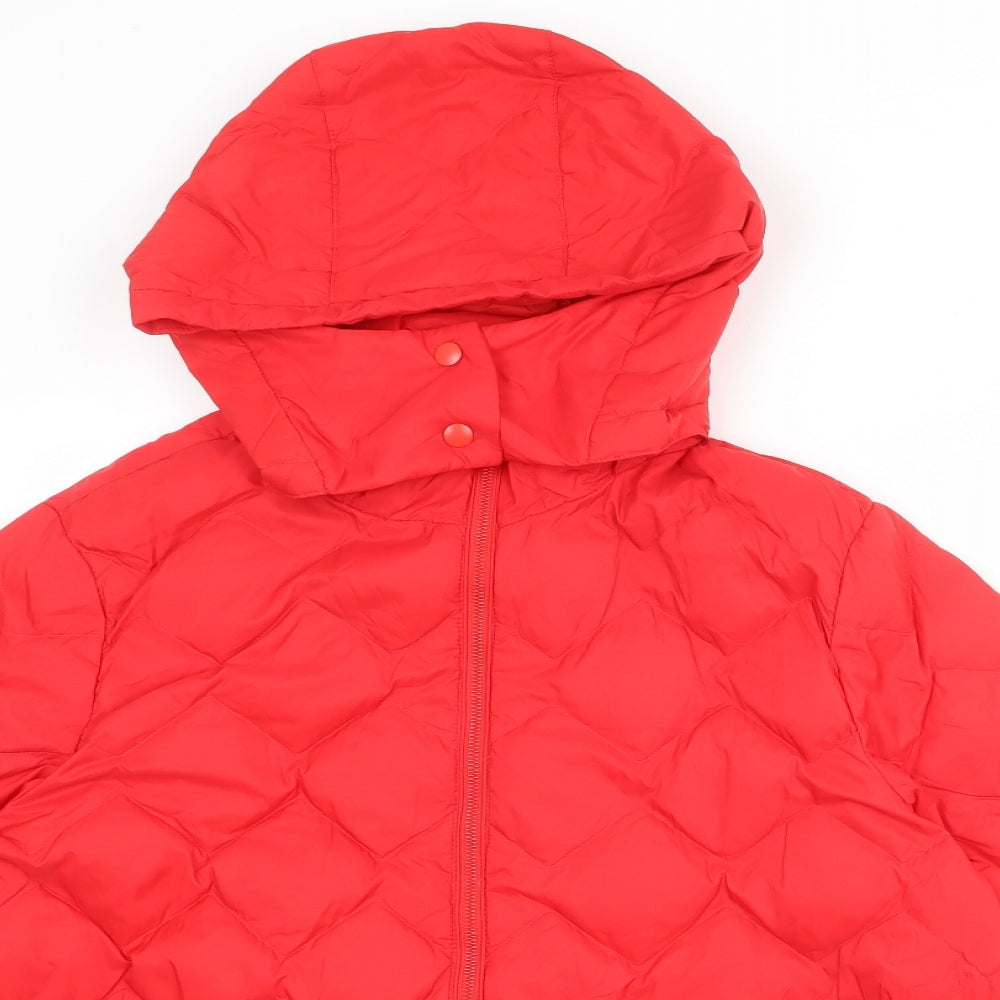 Marks and Spencer Womens Red Quilted Jacket Size 24 Zip