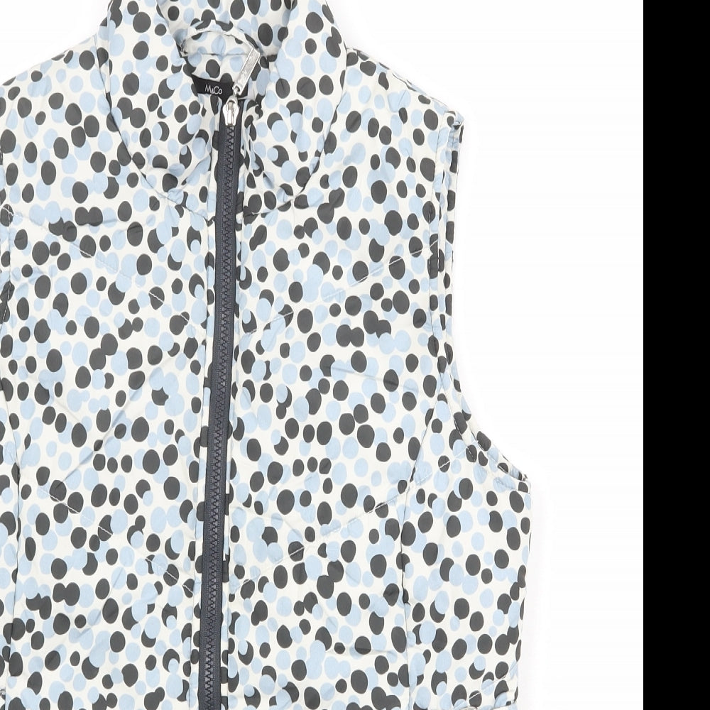 M&Co Womens White Polka Dot Gilet Jacket Size 8 Zip