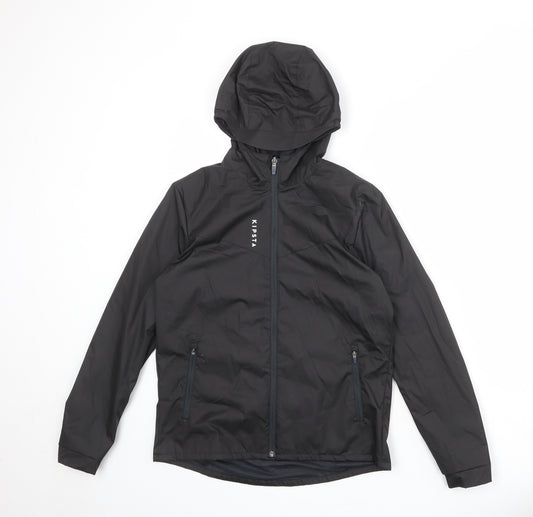 DECATHLON Boys Black Windbreaker Jacket Size 10-11 Years Zip