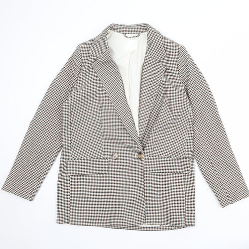 H&M Womens Multicoloured Herringbone Polyester Jacket Suit Jacket Size 10