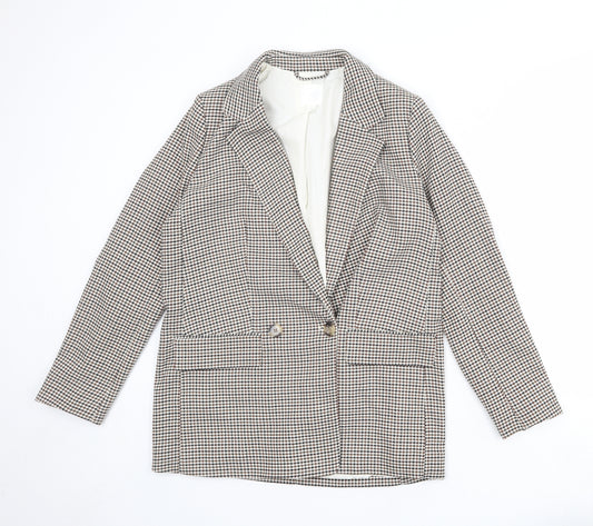 H&M Womens Multicoloured Herringbone Polyester Jacket Suit Jacket Size 10