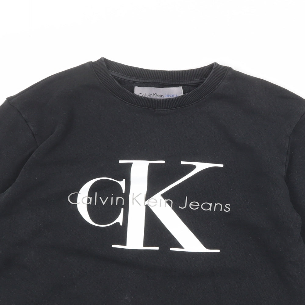 Calvin Klein Mens Black Cotton Pullover Sweatshirt Size S
