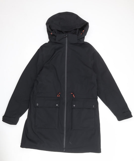 GOODMOVE Womens Black Rain Coat Coat Size 14 Zip