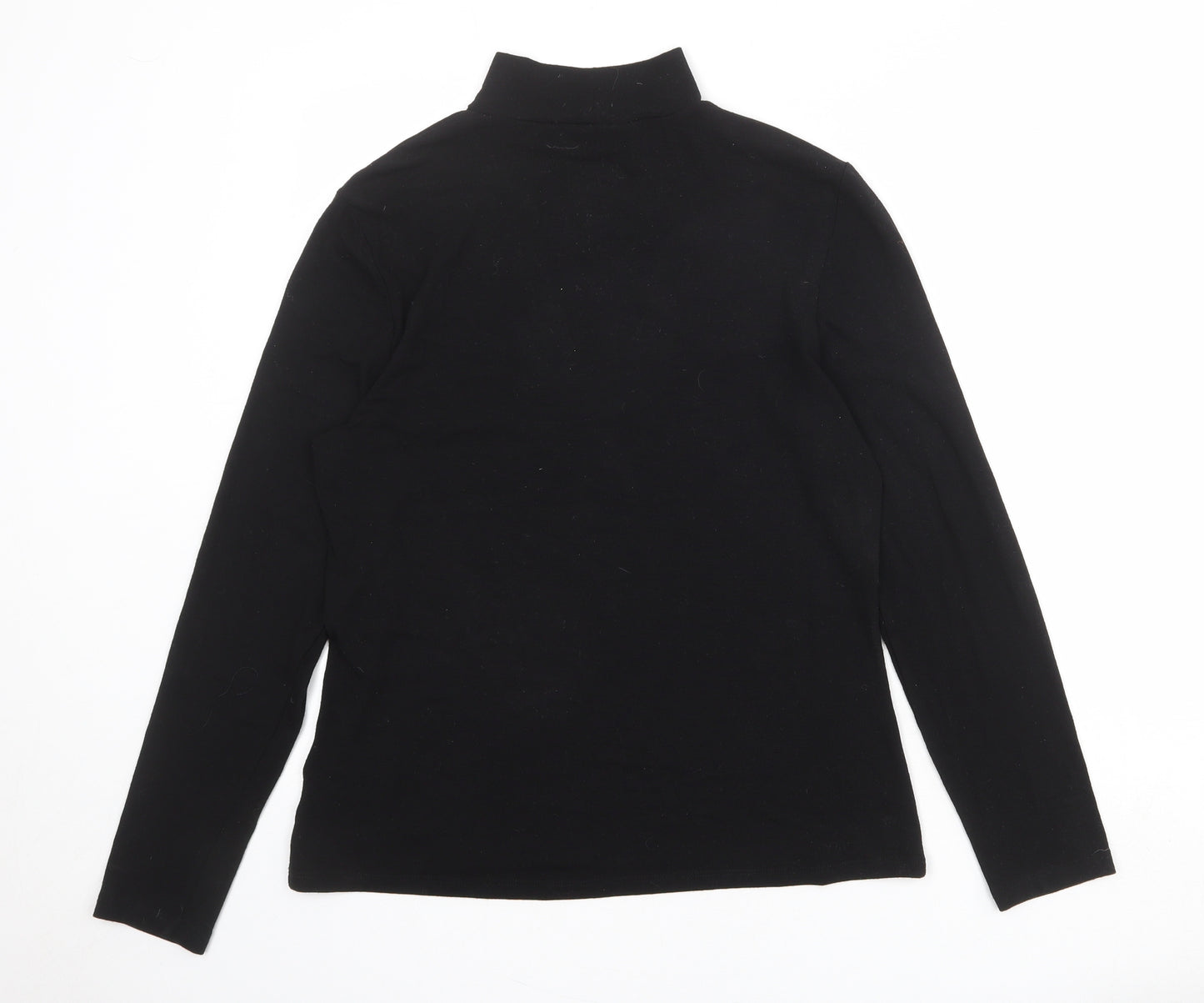NEXT Womens Black Polyester Basic T-Shirt Size 16 Mock Neck