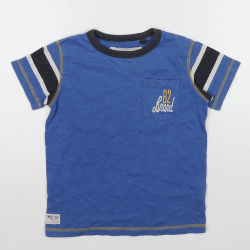 NEXT Boys Blue Cotton Basic T-Shirt Size 4 Years Round Neck Pullover