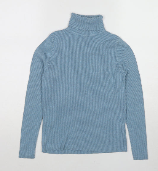 Marks and Spencer Womens Blue Roll Neck Viscose Pullover Jumper Size 12