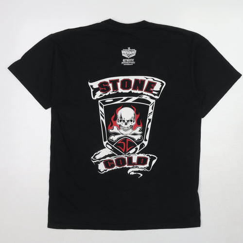Wrestlemania Mens Black Cotton T-Shirt Size L Round Neck - Stone Cold