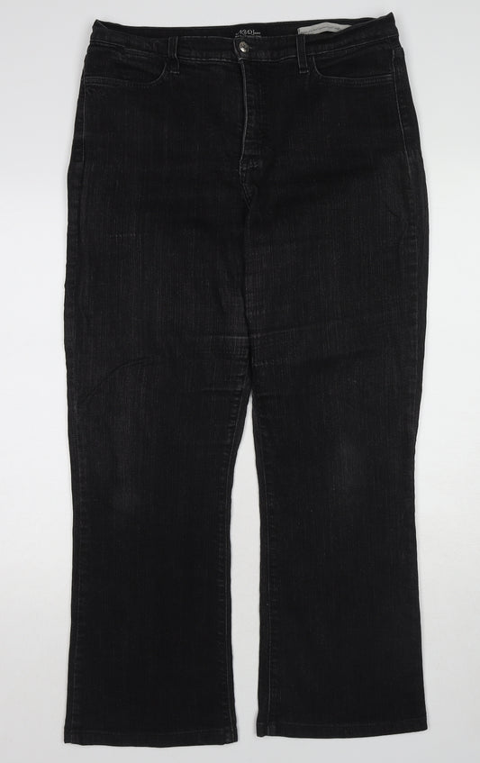 NYDJ Womens Black Cotton Bootcut Jeans Size 18 Regular Zip