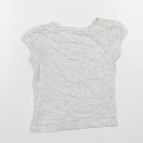 Billieblush Girls Grey Cotton Basic T-Shirt Size 4 Years Boat Neck Pullover