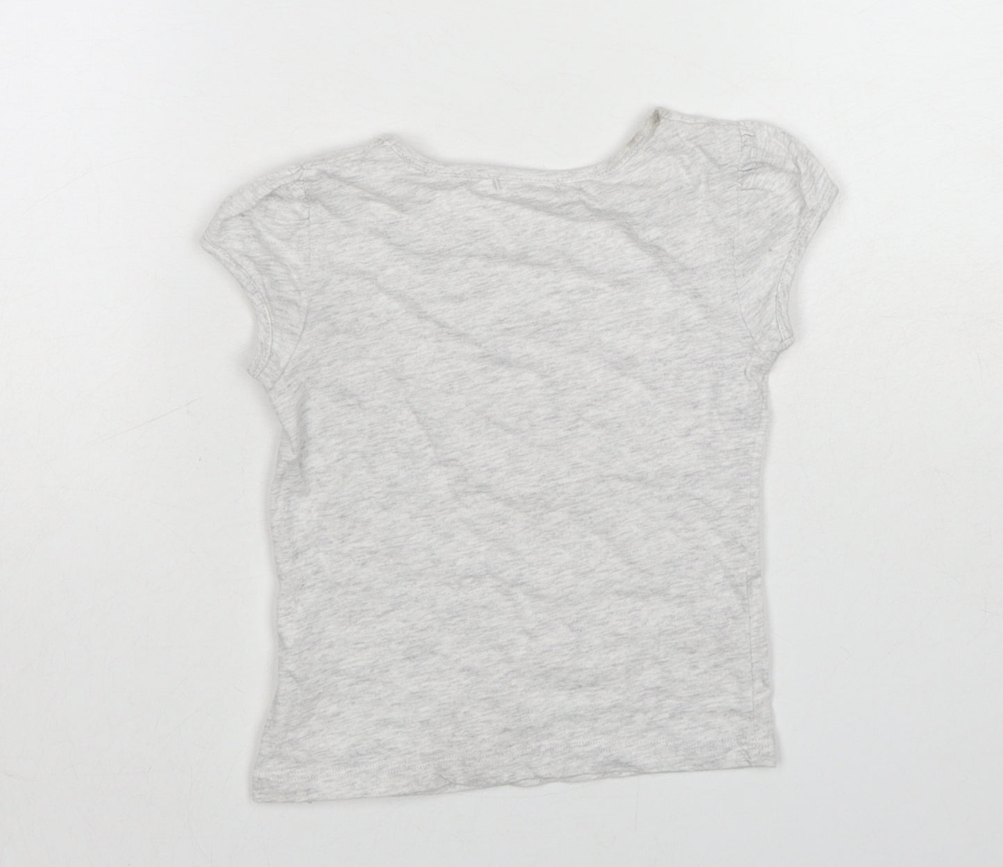 Billieblush Girls Grey Cotton Basic T-Shirt Size 4 Years Boat Neck Pullover