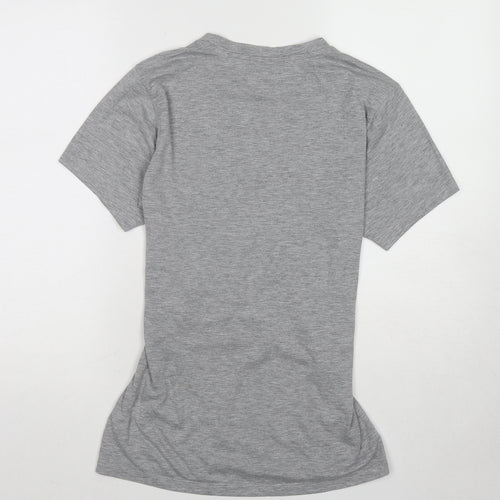 Topshop Womens Grey Cotton Basic T-Shirt Size 8 Crew Neck - Lace Up Detail