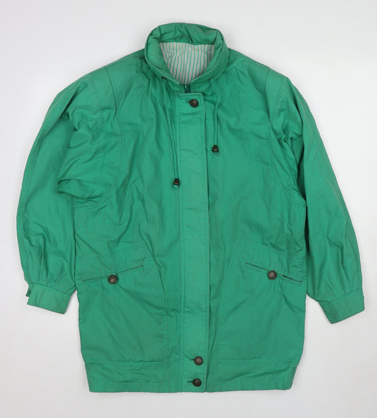 St Michael Womens Green Overcoat Coat Size 14 Zip