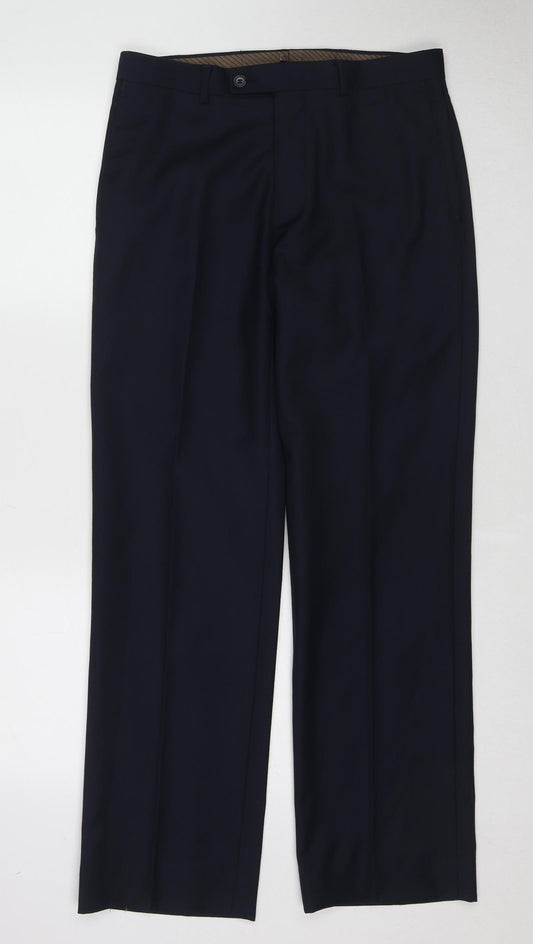 Angelo Rossi Mens Blue Polyester Dress Pants Trousers Size 30 in Regular Zip
