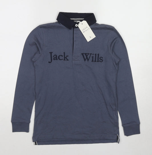 Jack Wills Boys Blue Cotton Basic Polo Size 9-10 Years Collared Pullover