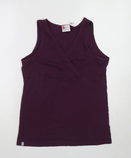 B Shirt Womens Purple Cotton Basic Tank Size 10 V-Neck