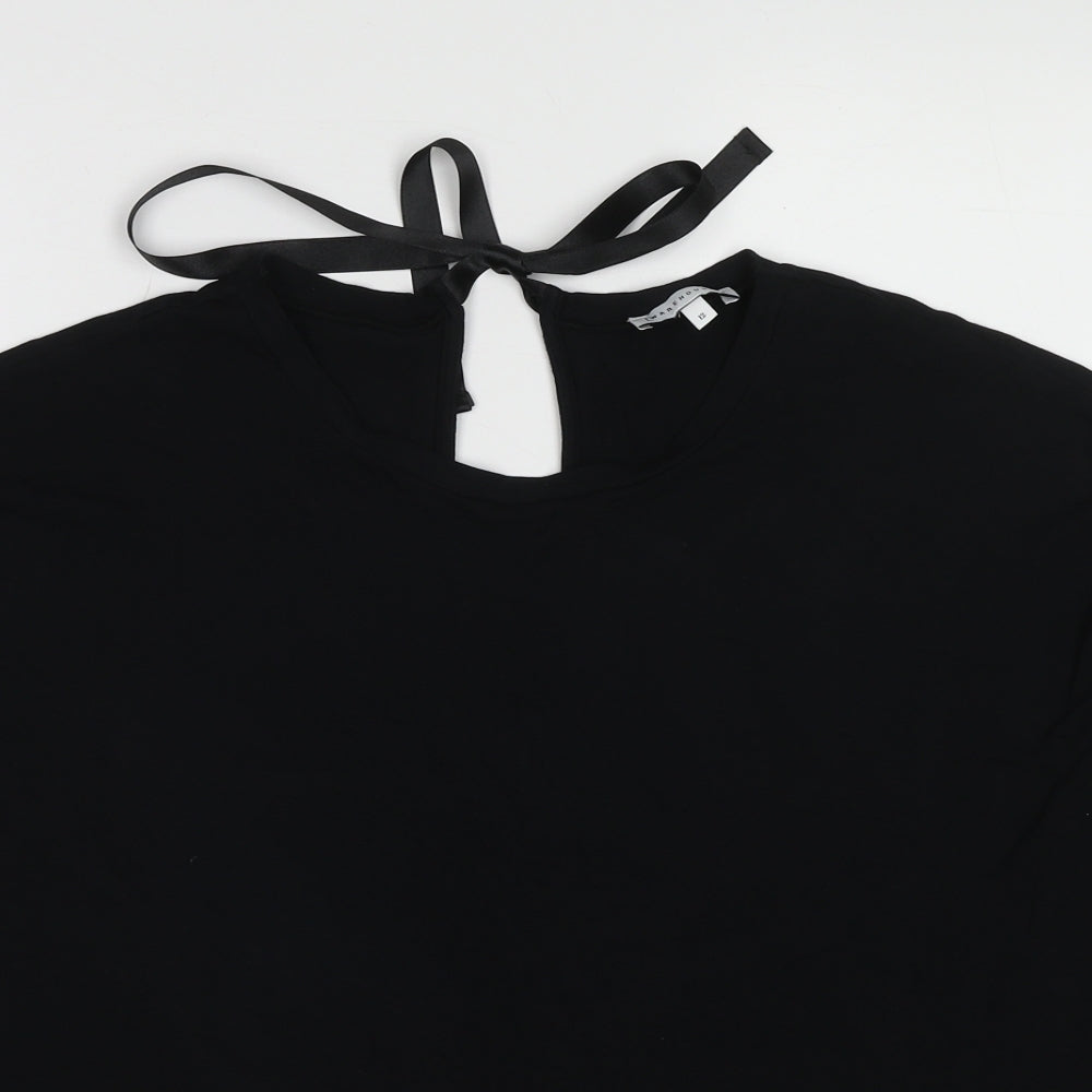 Warehouse Womens Black Viscose Basic T-Shirt Size 12 Round Neck