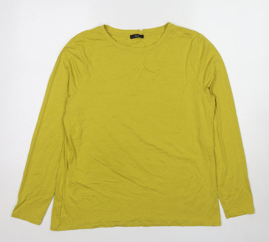 M&Co Womens Yellow Cotton Basic T-Shirt Size 18 Round Neck