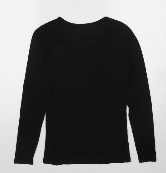 Marks and Spencer Womens Black Acrylic Basic T-Shirt Size 14 Round Neck