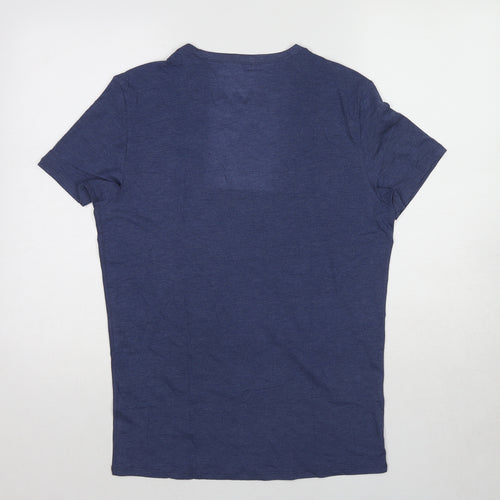 Marks and Spencer Mens Blue Acrylic T-Shirt Size L Round Neck