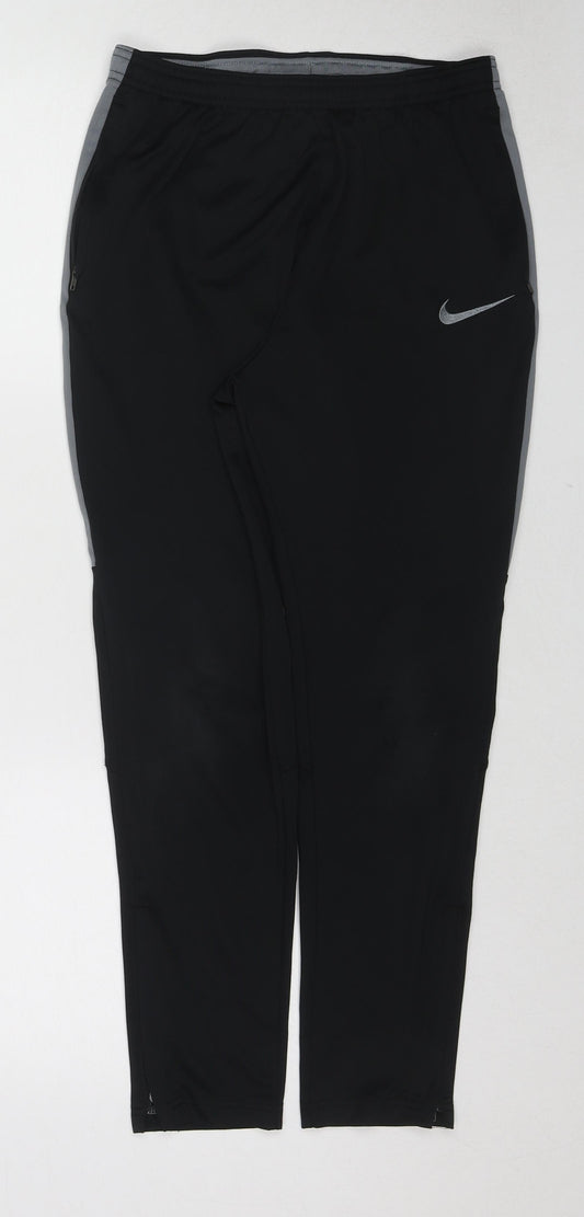 Nike Boys Black Polyester Jogger Trousers Size 12-13 Years Regular Drawstring