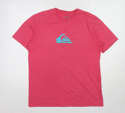 Quiksilver Womens Pink Cotton Basic T-Shirt Size M Round Neck