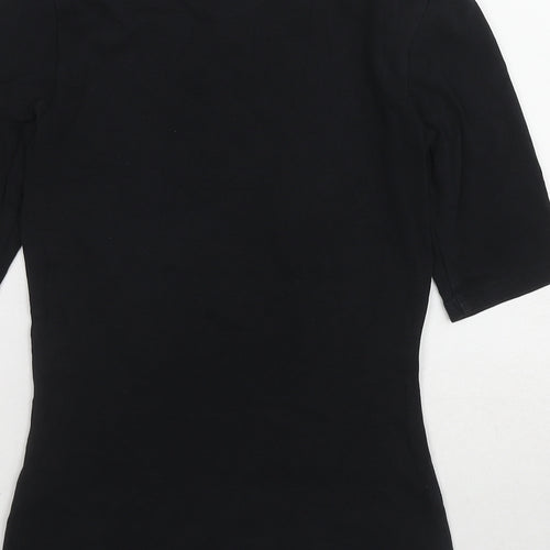 Marks and Spencer Womens Black Cotton Basic T-Shirt Size 8 Round Neck