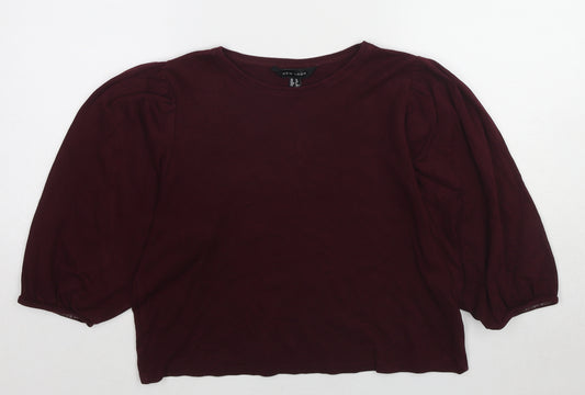 Divided by H&M Womens Red Cotton Cropped T-Shirt Size 10 Round Neck