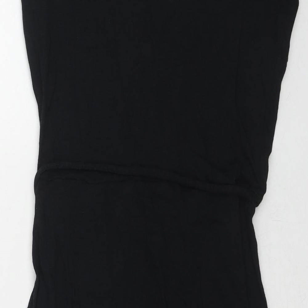 H&M Womens Black Cotton A-Line Size XS V-Neck Tie