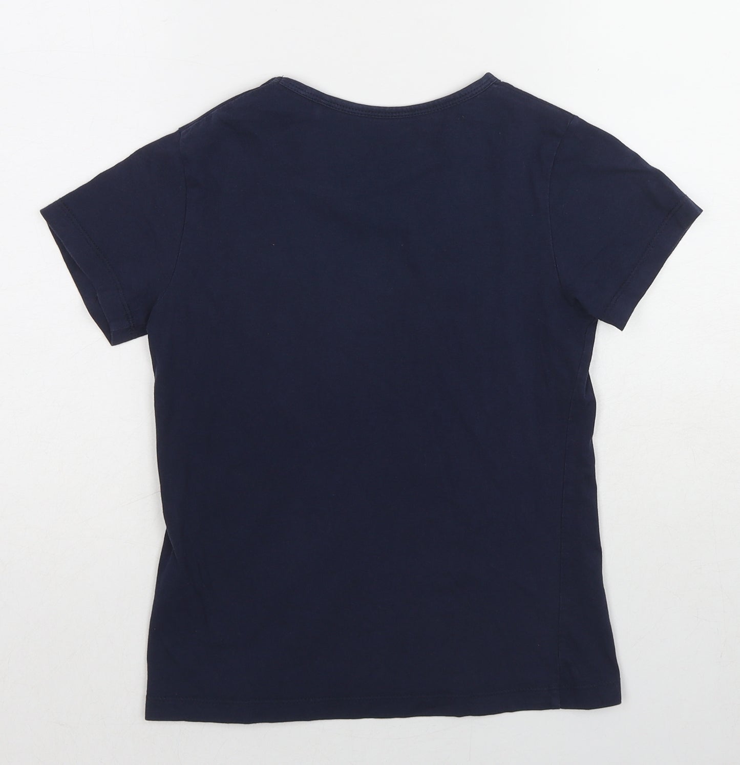 Pepperts Girls Blue Cotton Basic T-Shirt Size 8-9 Years Round Neck Pullover