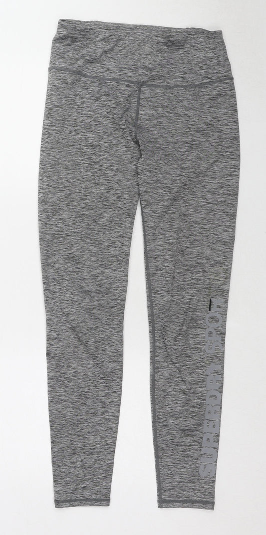 Superdry Womens Grey Polyester Compression Leggings Size M Regular Pullover