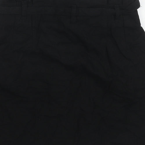 H&M Womens Black Linen A-Line Skirt Size 6 Button