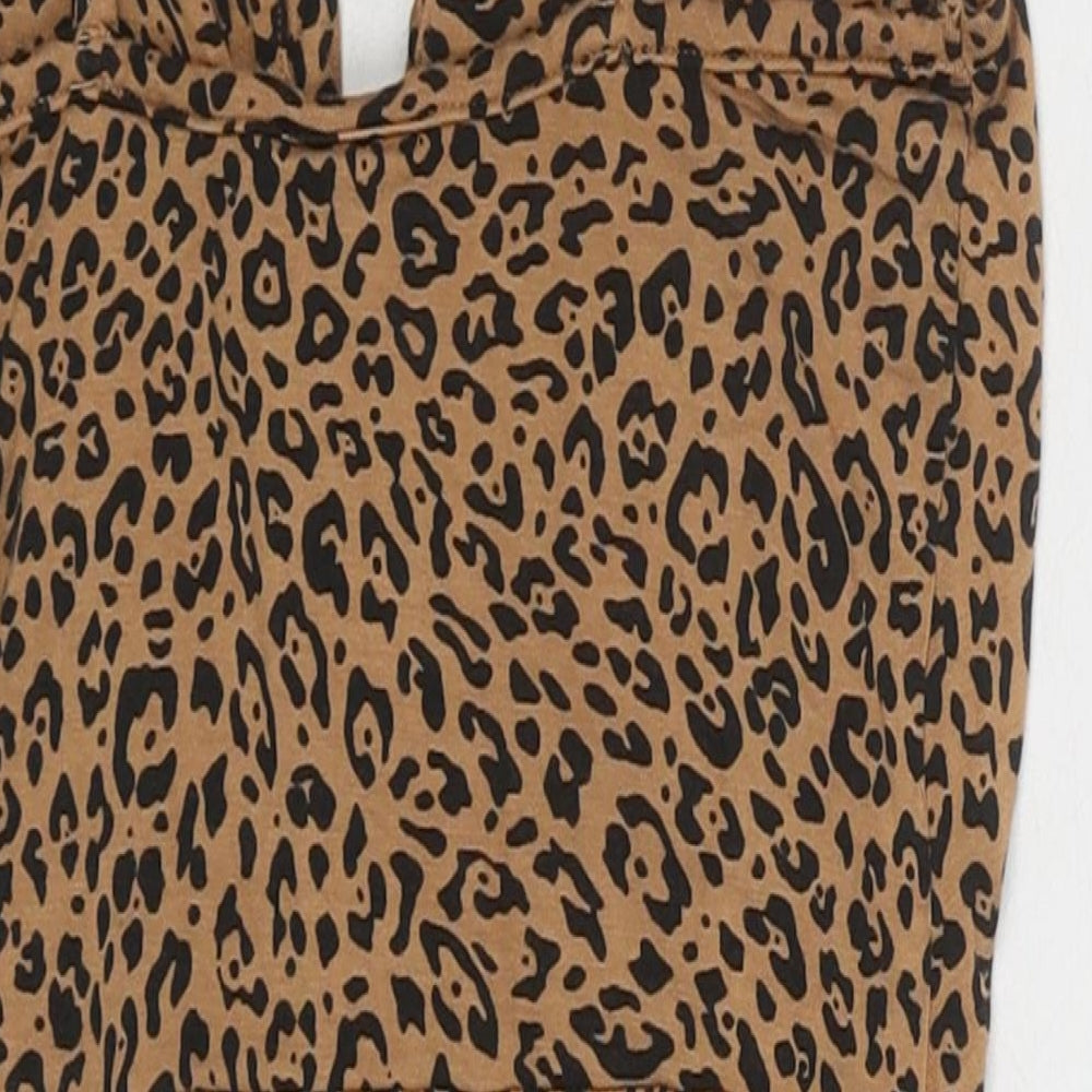 H&M Womens Beige Animal Print Cotton Bodysuit One-Piece Size XS Snap - Leopard Print