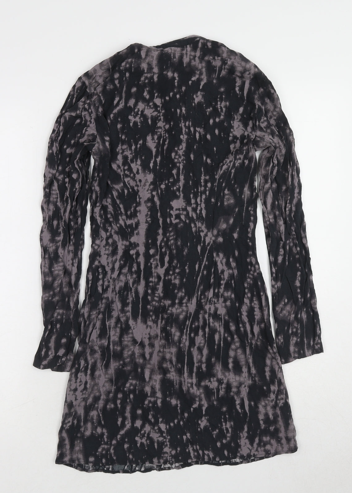 Divided by H&M Womens Black Tie Dye Viscose A-Line Size 8 Round Neck Button