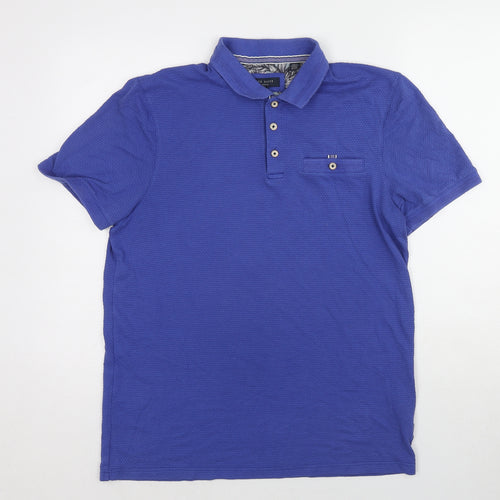 Ted Baker Mens Blue Cotton Polo Size M Collared Pullover - Label size 3