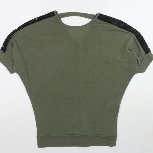 Quiz Womens Green Round Neck Polyester Pullover Jumper Size 10