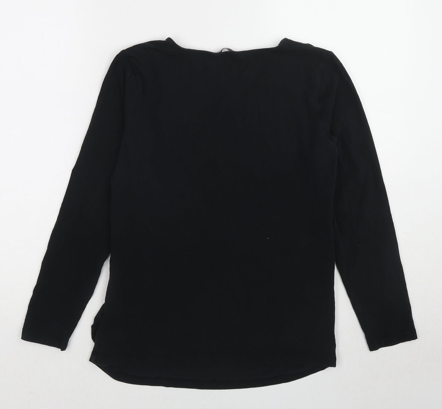 Marks and Spencer Womens Black Cotton Basic Blouse Size M V-Neck