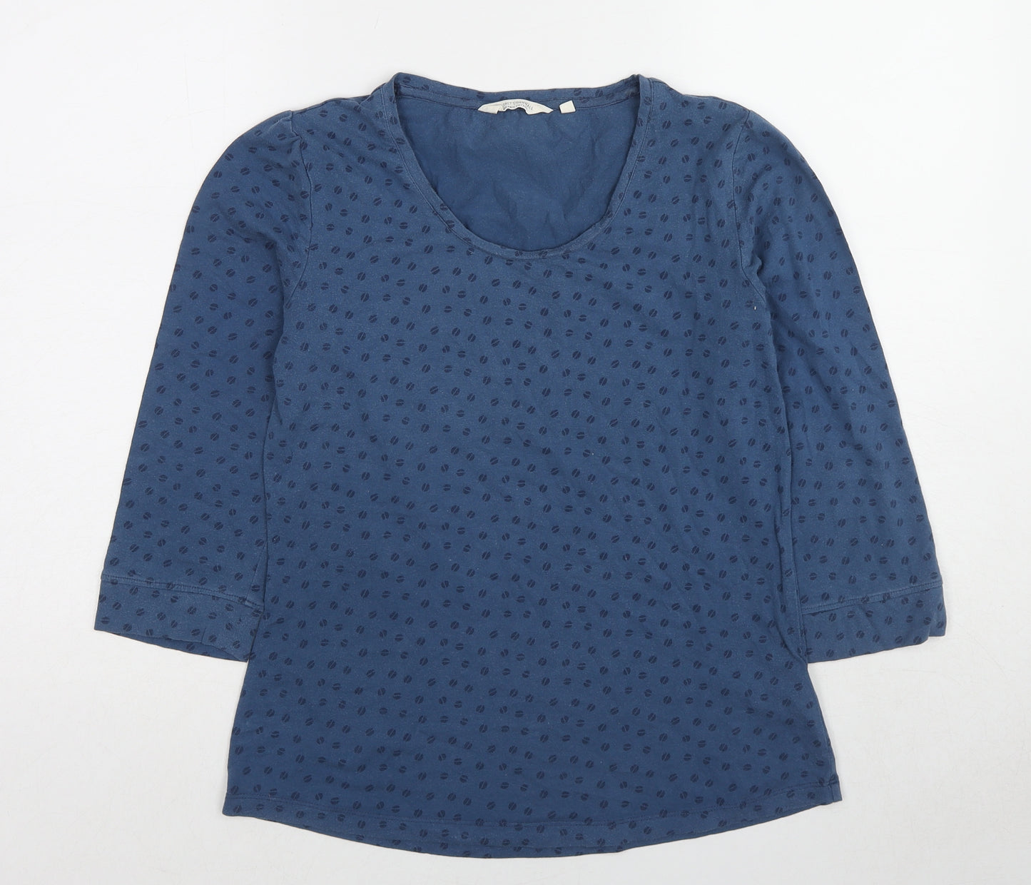 Seasalt Womens Blue Geometric Cotton Basic T-Shirt Size 12 Scoop Neck
